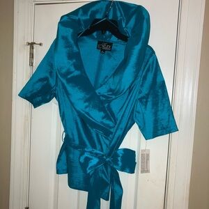 Alex Evenings Teal Wrap Top